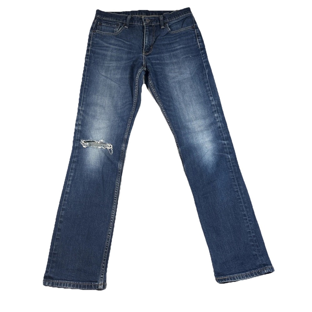 Levis 511 Jeans Womens 32x32 Distressed Denim Blue Straight Leg Mid Rise
